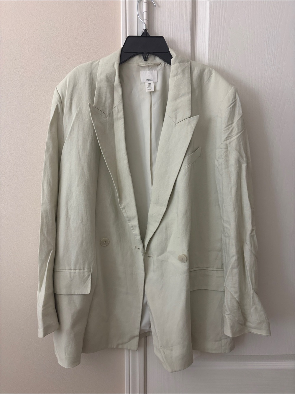 H&M Light Sage Linen Blend Balzer